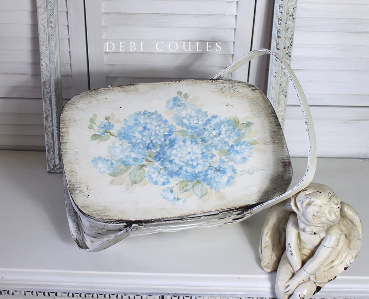 Shabby Chic Vintage Basket Blue Romantic Cottage by Debi Coules