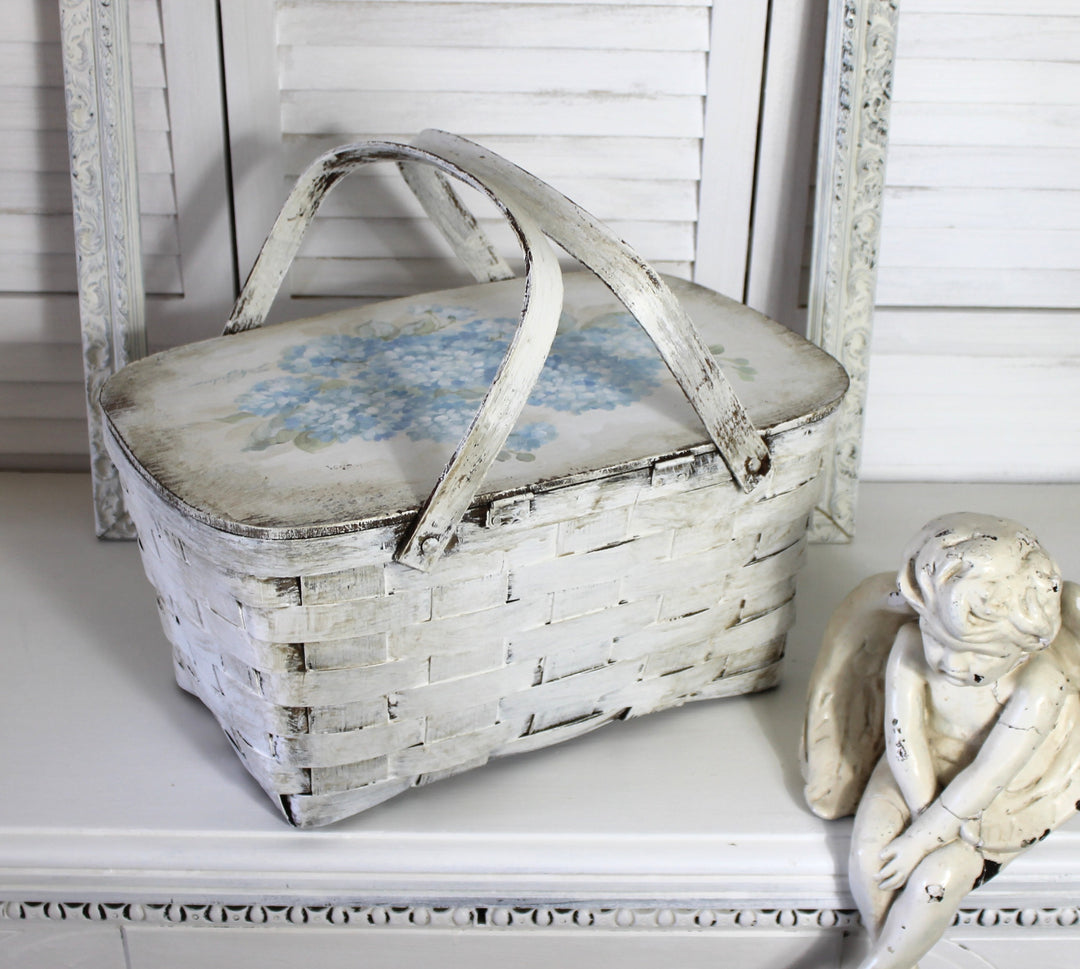 Shabby Chic Vintage Basket Blue Romantic Cottage by Debi Coules