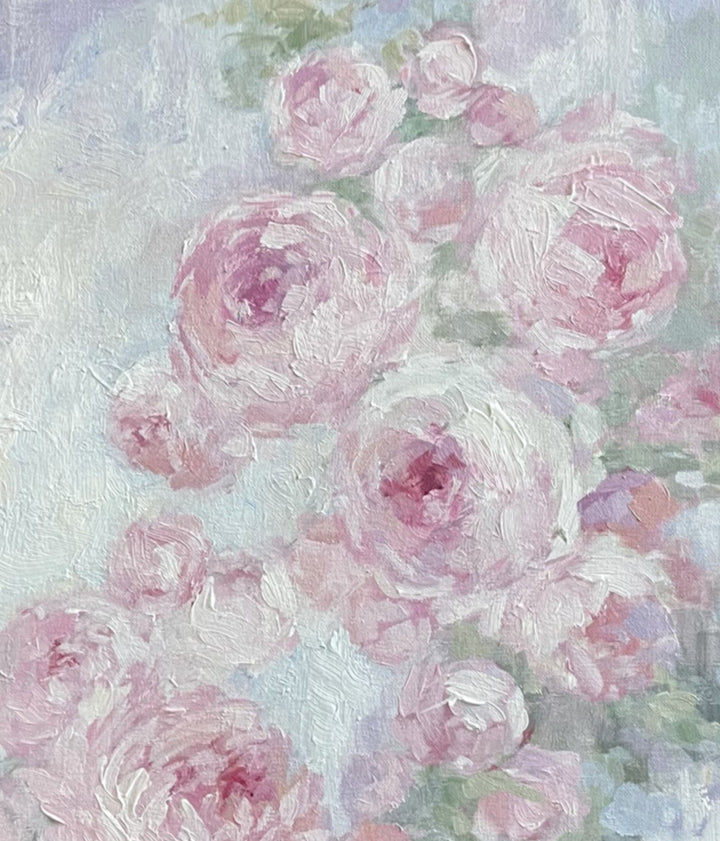 "Peonies" Pink and White Shabby Chic Modern Original Painting by Debi Coules