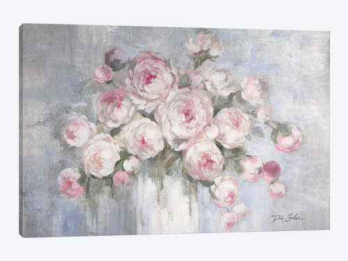 "Peonies in White Vase" Canvas Print