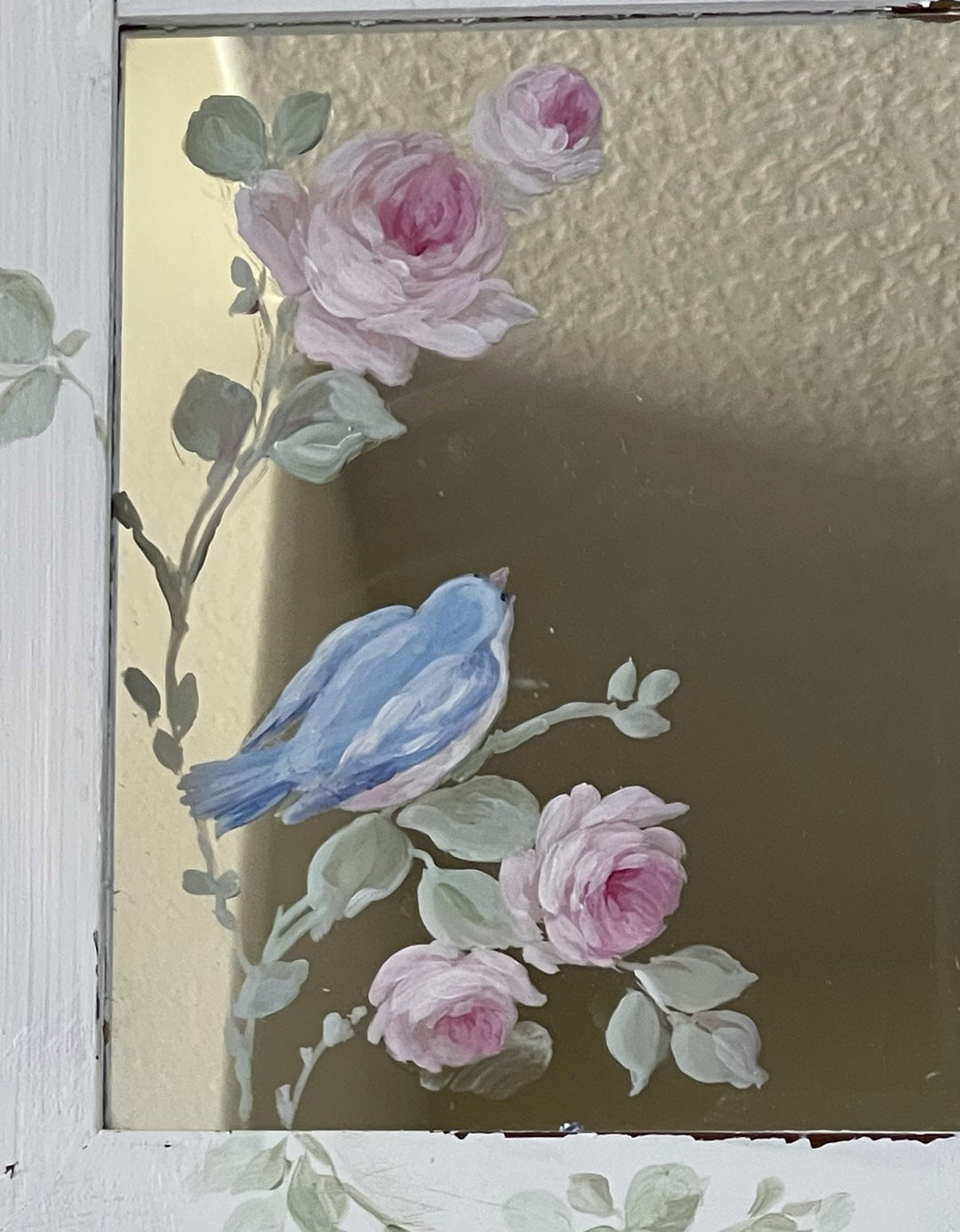 Shabby Chic Romantic Vintage  Bluebird and Roses Mirror Original by Debi Coules