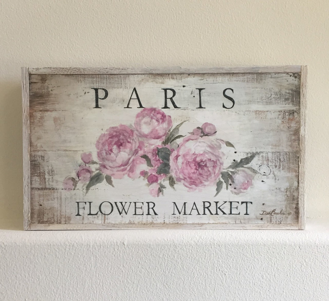 "Paris Flower Market" Framed Wood Print