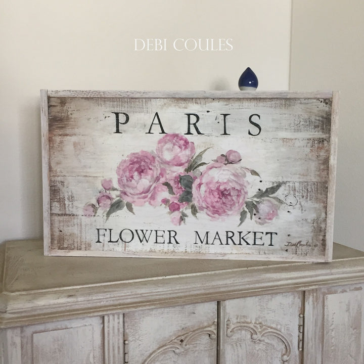 "Paris Flower Market" Framed Wood Print