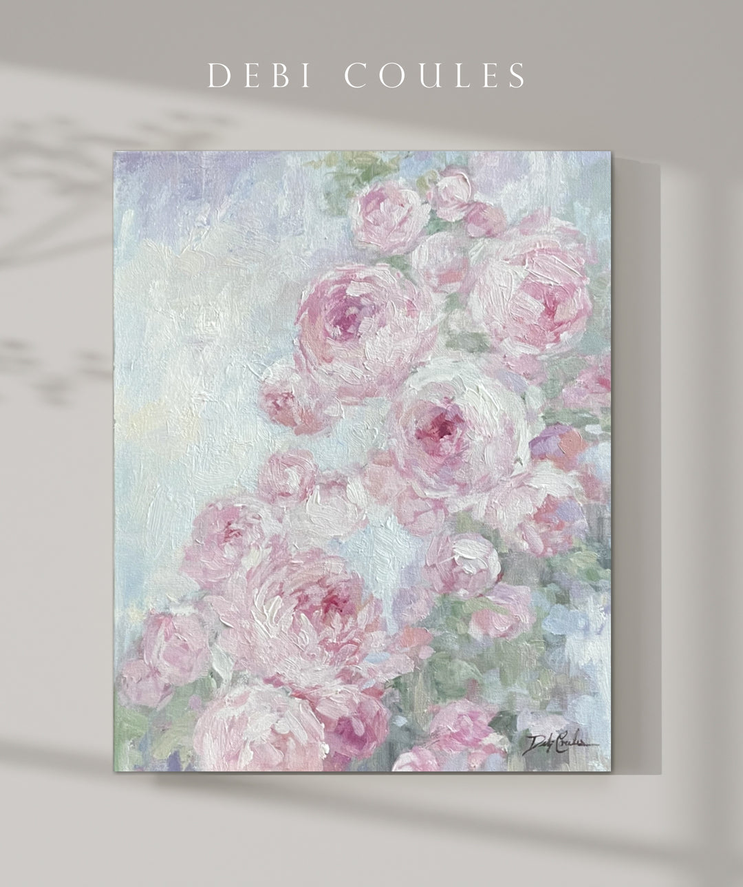 "Peonies" Pink and White Shabby Chic Modern Original Painting by Debi Coules