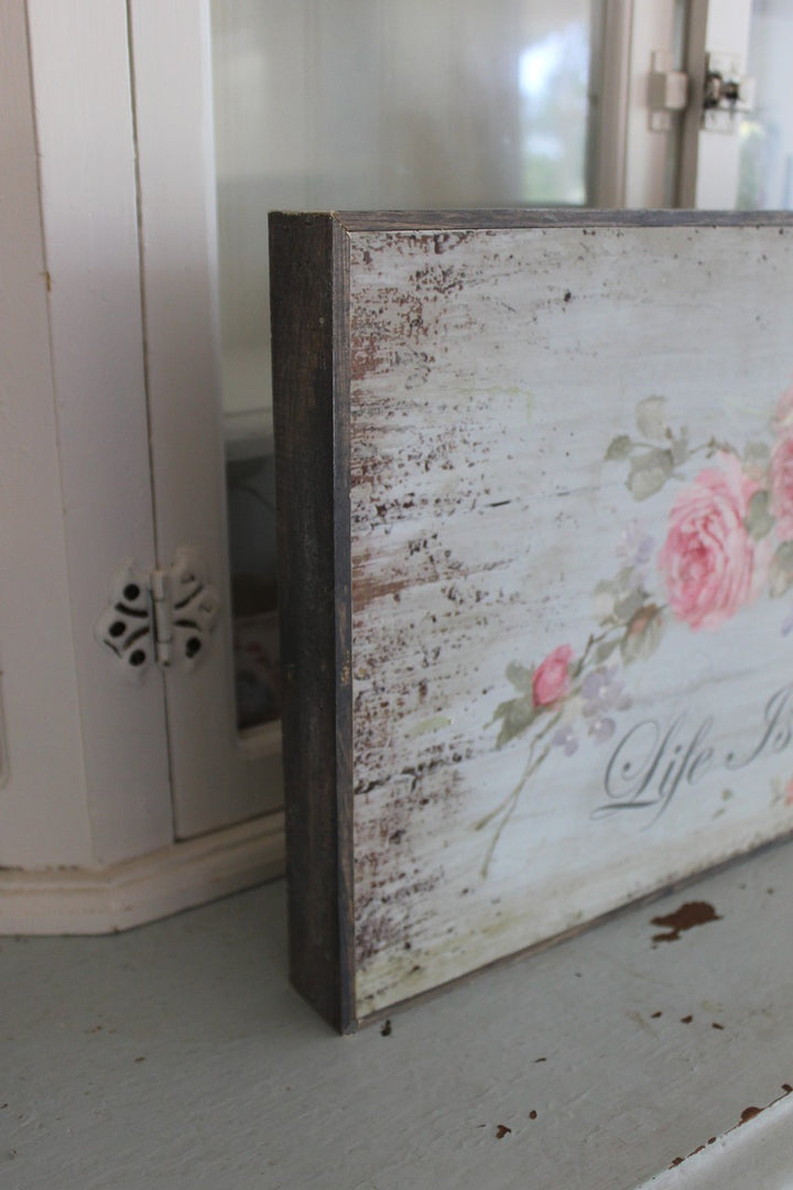 "Life Is Beautiful" Barnwood Framed Wood Print